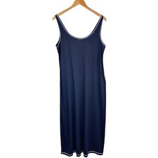 Vintage Natori Womens Maxi Long Nightgown Sz Large Blue Sleeveless Loungewear picture