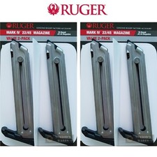 RUGER MK IV 22/45 & 22/45 LITE .22 LR 10 Round MAGAZINE 4-PACK Nickel 90599 picture