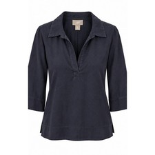 J. Jill Navy Blue Cotton Silk Blend Top Size M Nautical Coastal Grandmother Sea picture