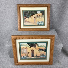 K Brueggemann Southwestern Print Stucco Adobe House Matted Framed 10 1/4 X 8 1/2 picture