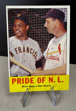 1963 Topps Baseball Stan Musial & Willie Mays #138 Pride Of The NL / SHARP CARD picture