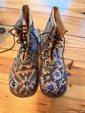 Magnolia Pearl Bojangles Boots Handmade Vintage Ethnic Textile Leather Lined 38 picture