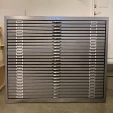 Vintage Foster Mfg. Metal Flat File Cabinet, 25 Drawer Print/Map/Plan File, Gray picture