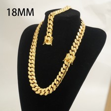 Miami Cuban Link SET Chain Necklace Bracelet 14k Gold Plated SOLID Box Lock picture