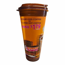 Dunkin Donuts Travel Mug Tumbler 24oz Capital Cups Refill Brown Lid Made In USA picture