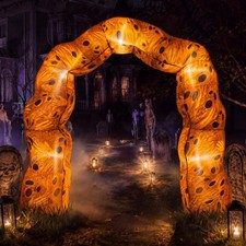 Leyndo 8 ft Halloween Inflatables Archway Outdoor Large beige, black picture
