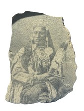 Authentic Al Peyron Signed Sandstone Transfer Art Piece (2013) Medicine Crow picture