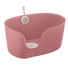Richell 60035 Richell PAW TRAX High Wall Cat Litter Box XL in Salmon Pink picture