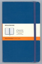 MOLESKINE BLUE LARGE HARD COVER NOTEBOOK (240 LINED PAGES) NEW in PACKAGE picture