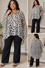 Avenue Studio Blouse 22/24 Plus Size Sheer Abstract Bell Sleeve High Low picture