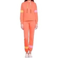 Sundry NWT Soft Orange Pink/Yellow Stripes Sweatpants Size 3/L MSRP $148 picture