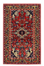 Vintage Zanjan Geometric Hand Knotted Wool Rug 3.5x6.2 Red Oriental Area picture