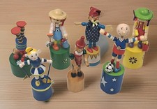 Vintage Wooden Push Puppets Lot Of 7 Toys Wood See Photos For Details  picture