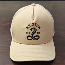 Brixton Beige Trucker Hat Mesh Back Solid Logo Snake Patch Snapback picture