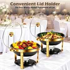4 Pack 9QT 316 Stainless Steel Round Chafing Dishes for Buffet & Parties picture