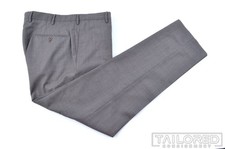 INCOTEX Taupe Gray Micro Houndstooth Wool Luxury Flat Front Pants Trousers - 34 picture