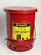 Justrite 6 Gallon Red Metal Safety Oily Waste Can RM08201 USA Multiple Available picture