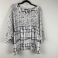 Habitat Clothes to Live in Blouse Size XL/XXL White Black 3/4 Sleeves Oversized picture