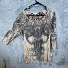Boho Medallion Paisley Lace Whimsigoth Fairycore Vintage Layered Look Size M picture