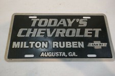 Vintage  “Today’s Chevrolet” Milton Ruben Dealer License Plate tag picture