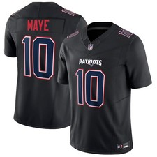 NWT Men's #10 Drake Maye Carbon Black Game All Stitched Jersey picture