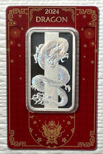 2024 Pamp Lunar Dragon Holographic 50 Gram Silver Bar - In Assay 1301/8888 picture