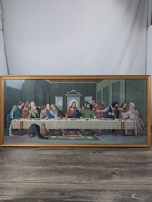 VTG Paint By Numbers The Last Supper Wood Framed Art Da Vinci Religious 33