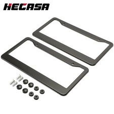 2PCS Stainless Steel Universal Black License Plate Frame Tag Cover Screw Caps picture