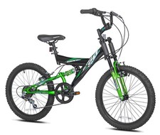 NEW Kent Super 20 Kids Mountain Bike Dual Suspension 7-Speed Green 20