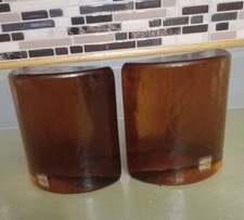 Blenko Art Glass Half Moon Bookends Amber Mid Century MCM *STUNNING* EUC picture
