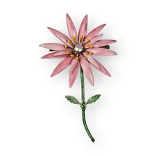 Vintage Pink Enamel Flower Brooch Original By Robert Fashioncraft Colorful 3.75