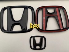 For HOND-A Civi-c 3PCS Glossy Black Front Griile Emblem Re 2022-2025 picture