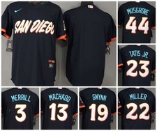 ​​Tariffs​ Free SD Padres City Connect Pullover Obsidian Sewn Stitched Jersey. picture
