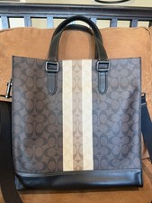 Coach Graham Structured Tote in Blocked Signature Canvas with Varsity Stripe picture