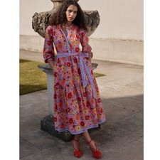 Boden Cecily Floral Long Sleeve Cotton Shirt Dress Dahlia Trail 4 US NWT picture