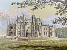 Antique Stourton Estate Print English Manor Castle Chromolithograph 19thC picture
