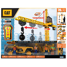 TOY REMOTE CONTROL RC TOWER CRANE MACHINE CAT CONSTRUCTION PLAYSET TRUCKS 76 PCS picture