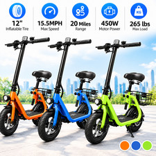 450W Electric Scooter for Adults 20 Mile Range Foldable with Seat & Basket picture