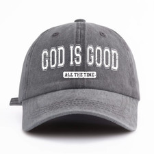 NEW Gray God Is Good Hat – Vintage Washed Christian Faith Hat, Adjustable picture