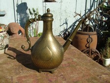 ANTIQUE 18THc. INDIA CHASED BRONZE MOGHAL ISLAMIC EWER PITCHER picture