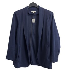 NEW Cato Womens Plus Size 14/16 Pitch Navy Open Front Shawl Collar Blazer Jacket picture