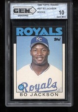 Bo Jackson Rookie 1986 Topps Traded #50T RC Card MLB Royals GEM MINT 10 picture