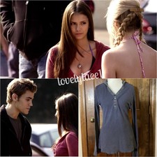 Car Wash Thermal Hooded Henley Blue Gray ASO Elena Gilbert The Vampire Diaries picture