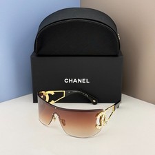 CHANEL CH9579B Shield Sunglasses Gold Frame Brown Gradient Lens Women 142-18-150 picture