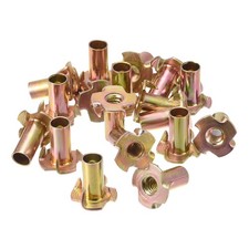 48pcs M6x18mm T-Nuts 4 Pronged Tee Nut Carbon Steel Threaded Inserts for Wood picture