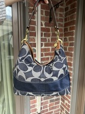 Vintage coach denim signature soho hobo striped tote style 11182 y2k retro purse picture