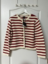 Massimo Dutti Red & Cream Striped Cardigan – Brand New with Tags – Size L picture