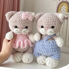 Handmade Cat Crochet Toy, Kitten Amigurumi Plush With Clothes picture