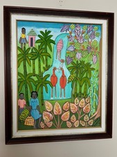 Haitian Painting by Alexandre Gregoire 24x16 Signed Framed picture