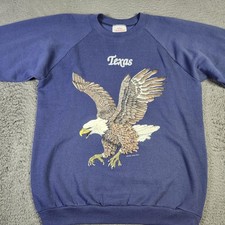 VINTAGE Healthknit Sweatshirt Mens XL Texas Bald Eagle 50/50 Made USA Raglan 80s picture